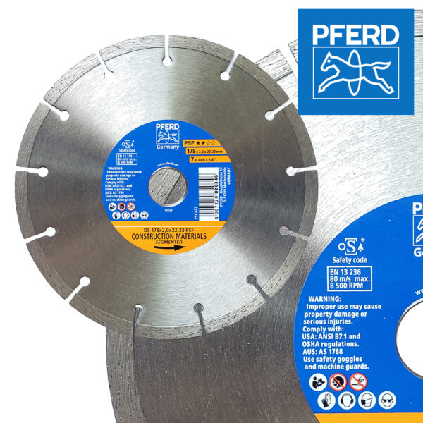 PFERD ใบเพชรตัดคอนกรีตฟันร่องขนาด7นิ้วหนา2mmรูกลาง22.23mm