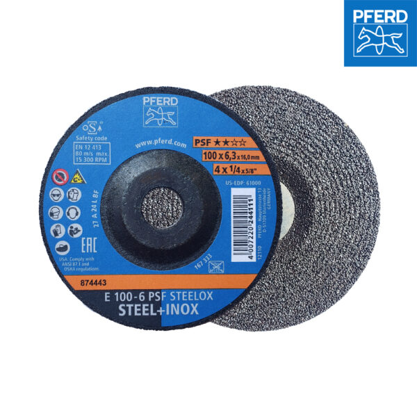 PFERD ใบเจียรสเตนเลสและเหล็กแบบหนา ขนาด 4 นิ้ว หนา 6.0 mm